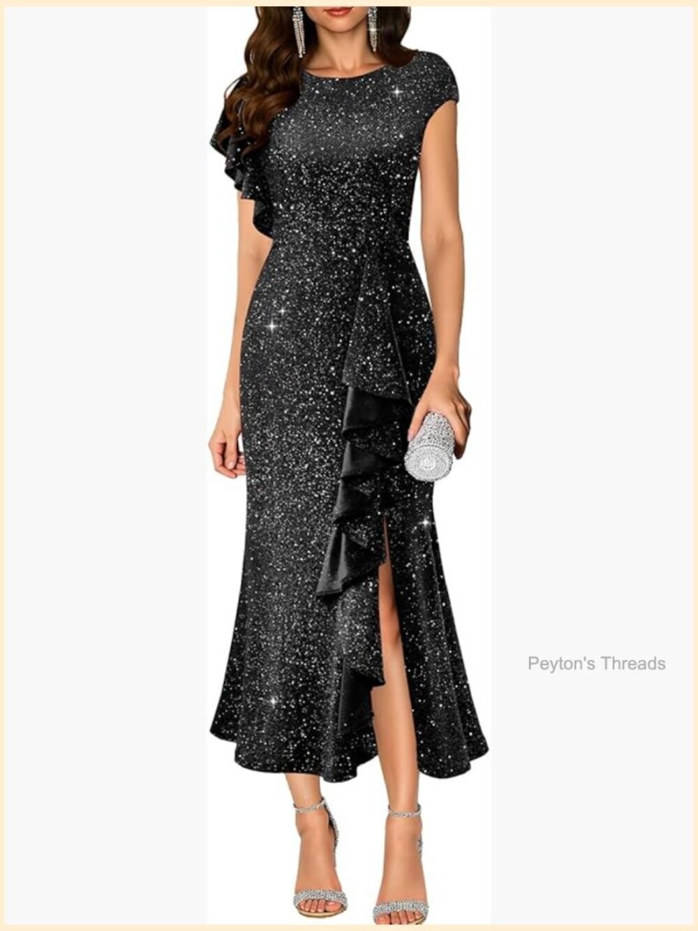 Sequin Formal Party Dress with Mermaid Silhouette Maxi Length